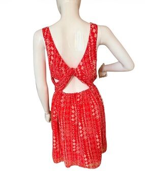 Esley Orange Printed Backless Twist Sundress